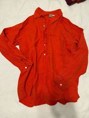 Vintage chicos 100% linen button down red shirt